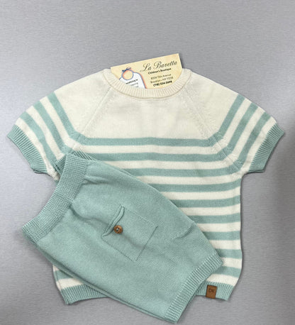 Mint Striped Knit Two-Piece Set