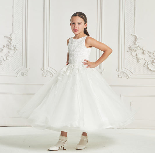 Princess Communion Halter neckline, A line tulle skirt