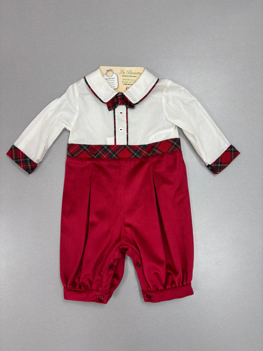 Baby Red & White Plaid-Trim Holiday Romper