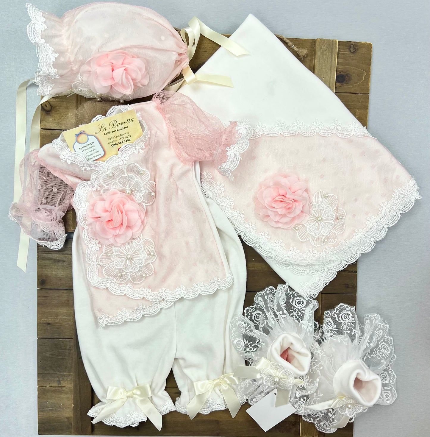 pink & white sheer  dotted lace take me home set Blair