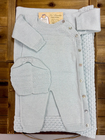 Light Blue Knit Baby Take-Home Set
