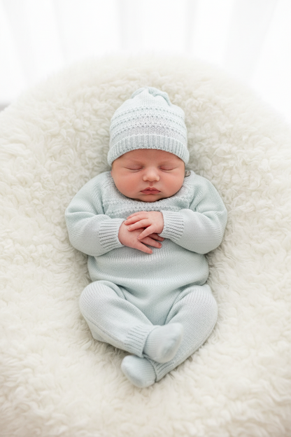 Light Blue Knit Baby Take-Home Set