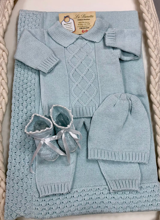 Baby Boy Blue take me home cotton knit set Joaquin