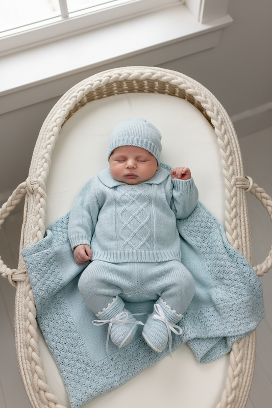 Baby Boy Blue take me home cotton knit set Joaquin
