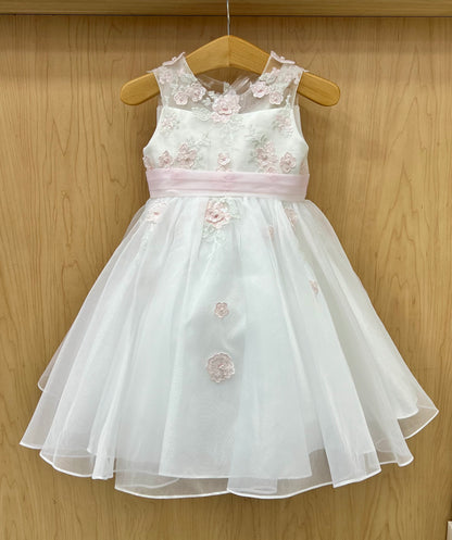 Organza pink & white dress 070154 Sarah Louise