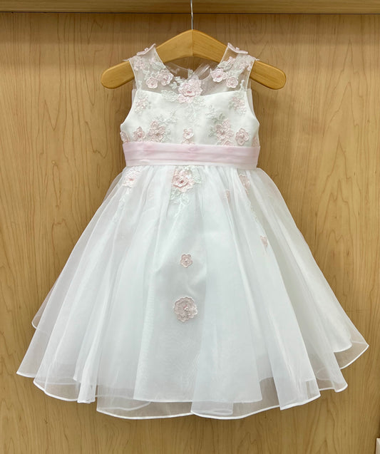 Organza pink & white dress 070154 Sarah Louise