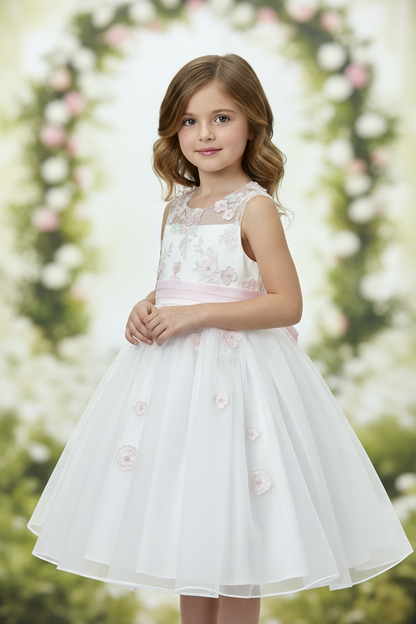 Organza pink & white dress 070154 Sarah Louise