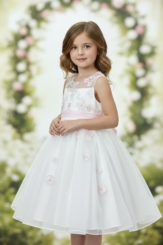 Organza pink & white dress 070154 Sarah Louise