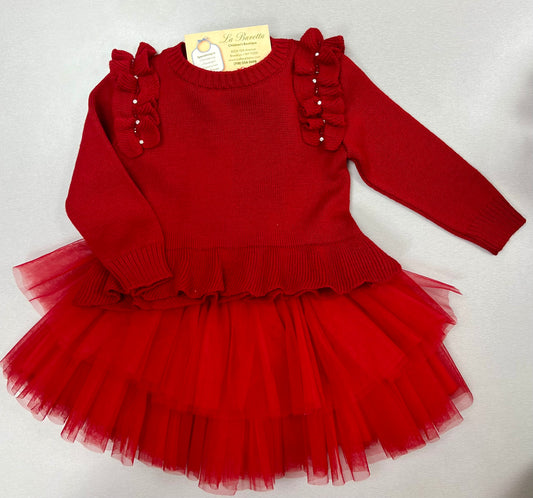 2pc girls Red & Tulle Skirt set Made In Italy