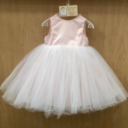 Blush pink satin and tulle Dress