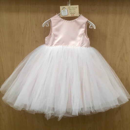 Blush pink satin and tulle Dress