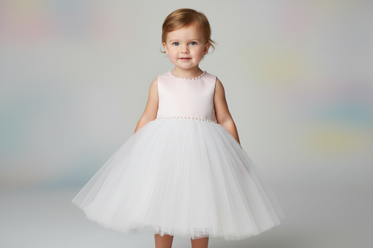 Blush pink satin and tulle Dress