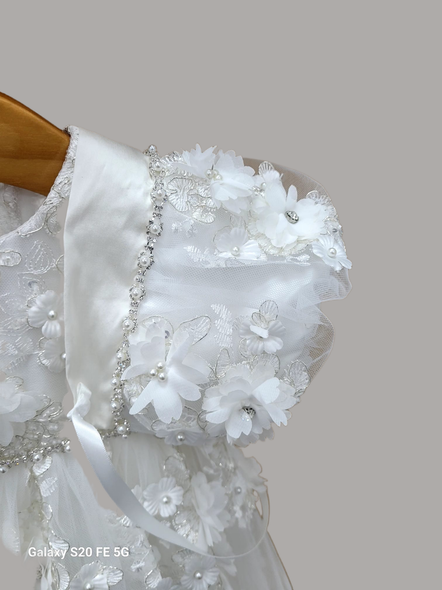 Maria 3D flower lace christening Gown