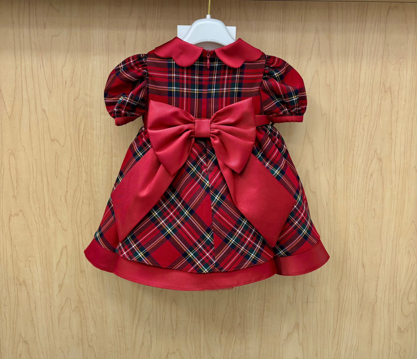 Girls Red Tartan Plaid Holiday Dress Made In Italy