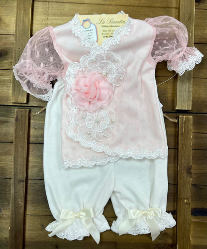 pink & white sheer  dotted lace take me home set Blair