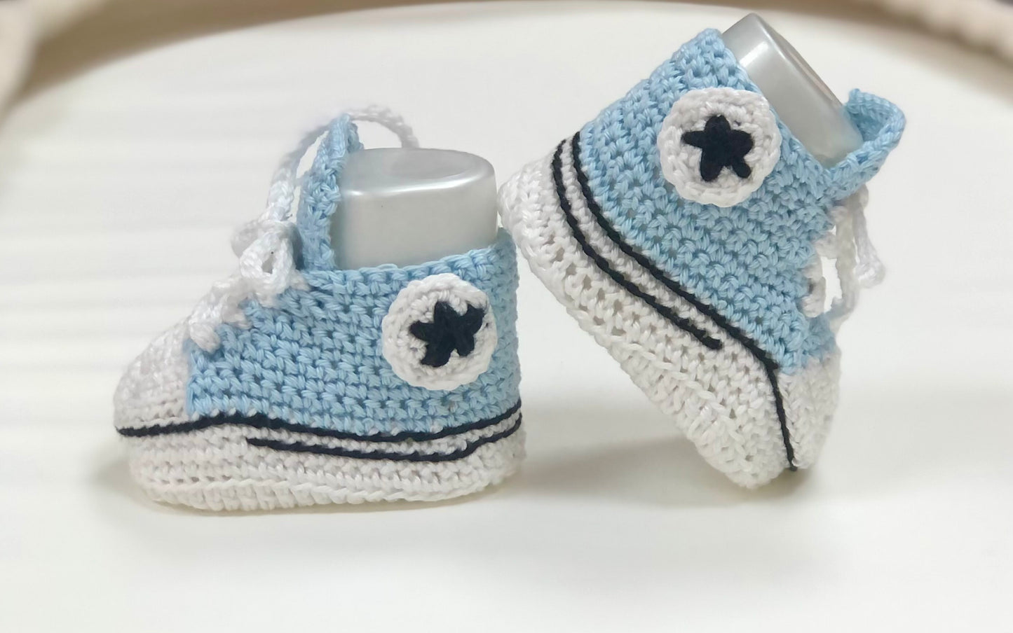 Pink & Blue Hand crochet sneakers made in Italy