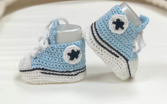 Pink & Blue Hand crochet sneakers made in Italy
