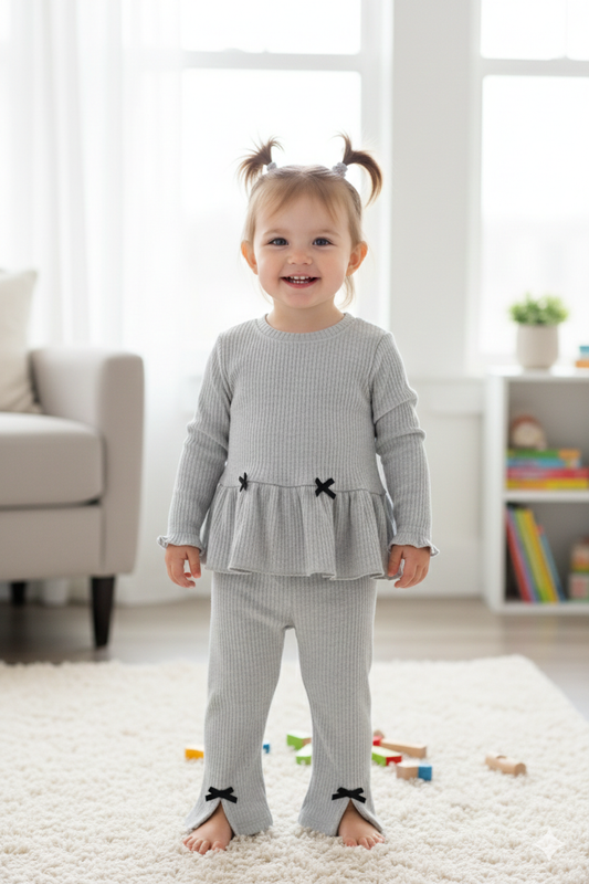 2pc girls light grey/ silver pants set