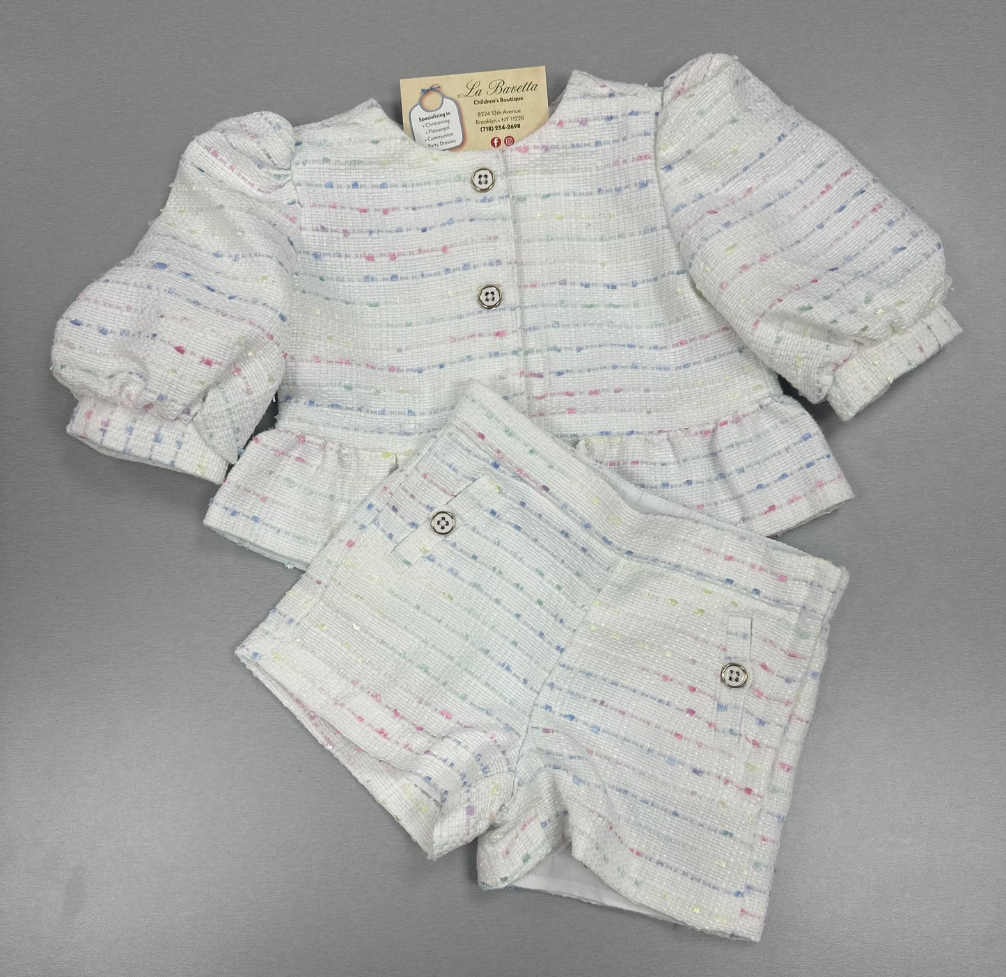 Janie & Jack Tweed peplum jacket  2pc shorts set 200630000