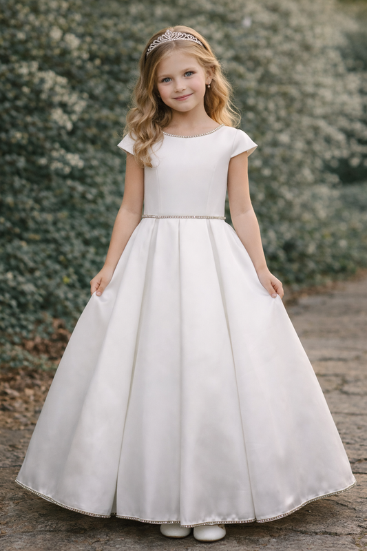 Exclusive! Michelina Bimbi Mikado Rhinestone Communion Dress Made In Italy