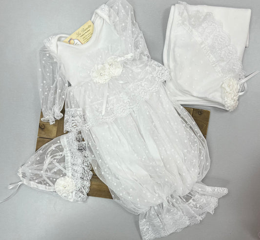 Baby girl bubble white lace Take me home  bubble set