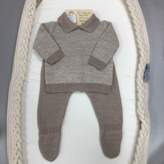 Baby Boy knit brown/ beige set