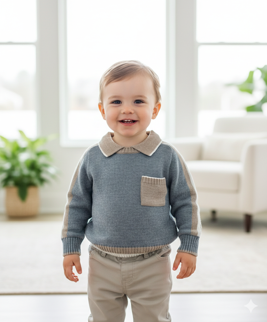 Grey sweater W/Tan pants set  Made In Italy