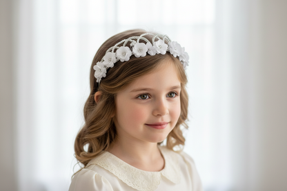 White floral beaded Headpiece