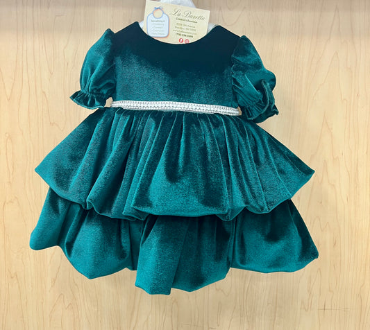 Emerald Green velvet Dress Made in Italy Bimbalo