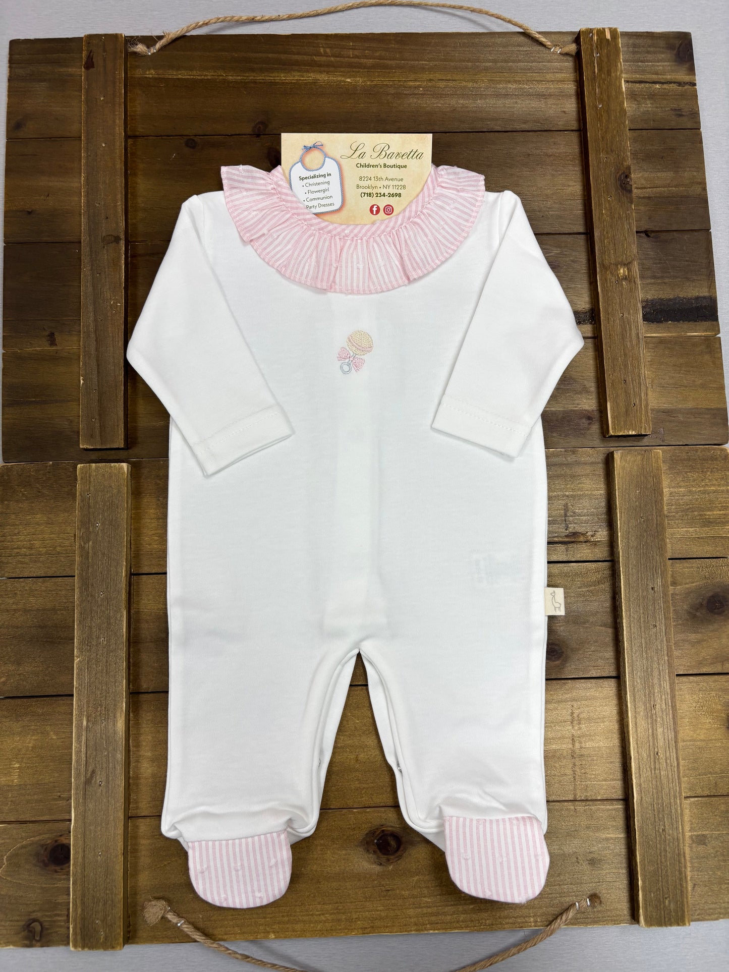 Baby Girl Pink & White Rattle Layette Set