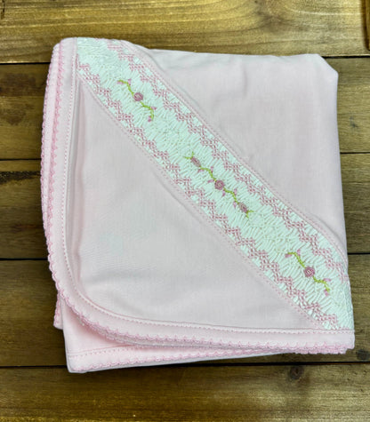 Pink Smocked Layette Set with Blanket