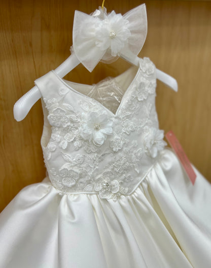 Silk Satin Beautiful white Diamond  Bubble Dress