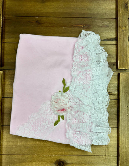 Pink Lace Rose 4-Piece Newborn Gift