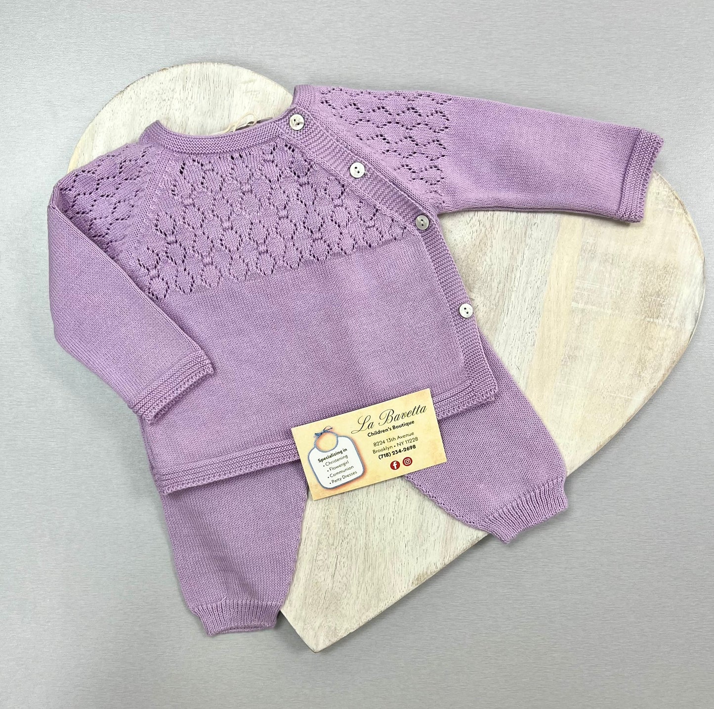 Lavender knit baby 2pc set