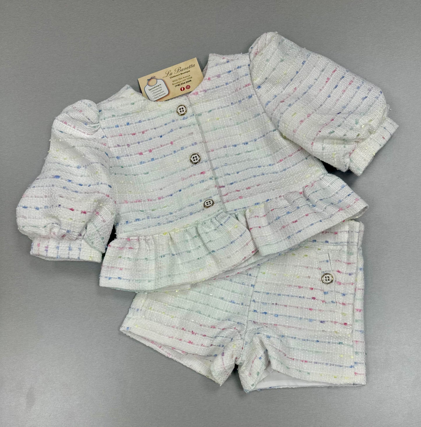 Janie & Jack Tweed peplum jacket  2pc shorts set 200630000