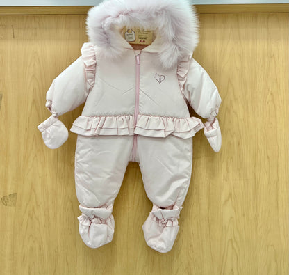Pink Snow Suit with Removable Fur Made in Italy