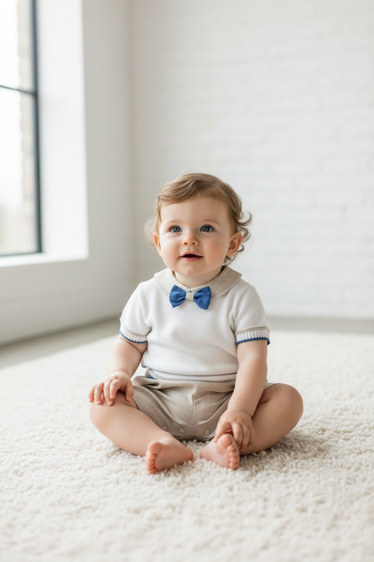 Bimbalo Boys Linen and Knit Romper 7155