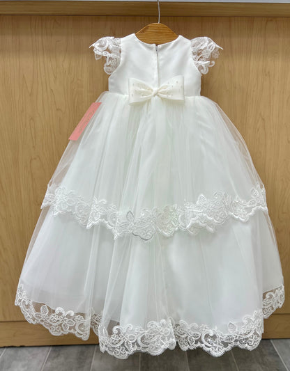Back Bella Bow Girls Christening dress by La Bavetta in Brooklyn