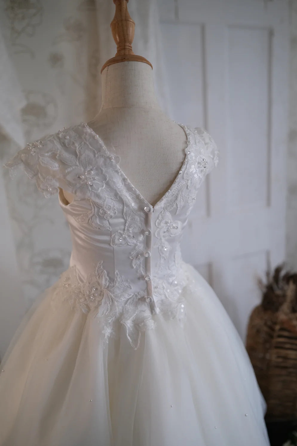 Back Christie Helene Cap Sleeve Lace Communion Dress