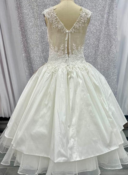 Back Detail Christie Helene Communion Dress Sleeveless Flower Pearl