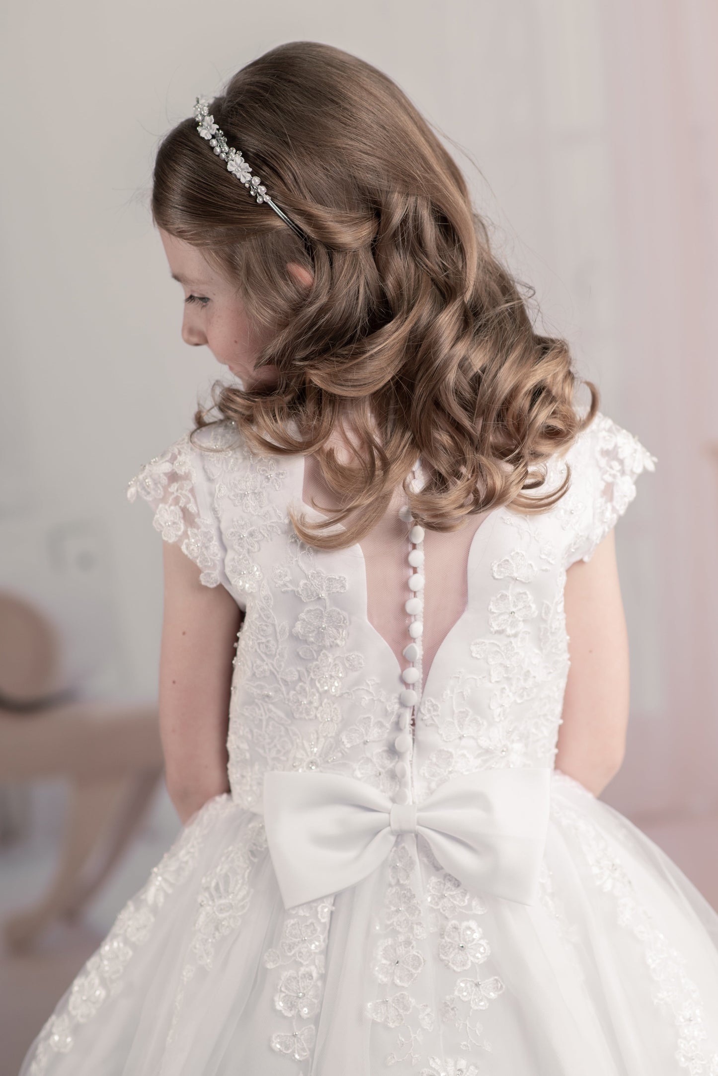 Back Rosa Bella Communion Dress with V back
