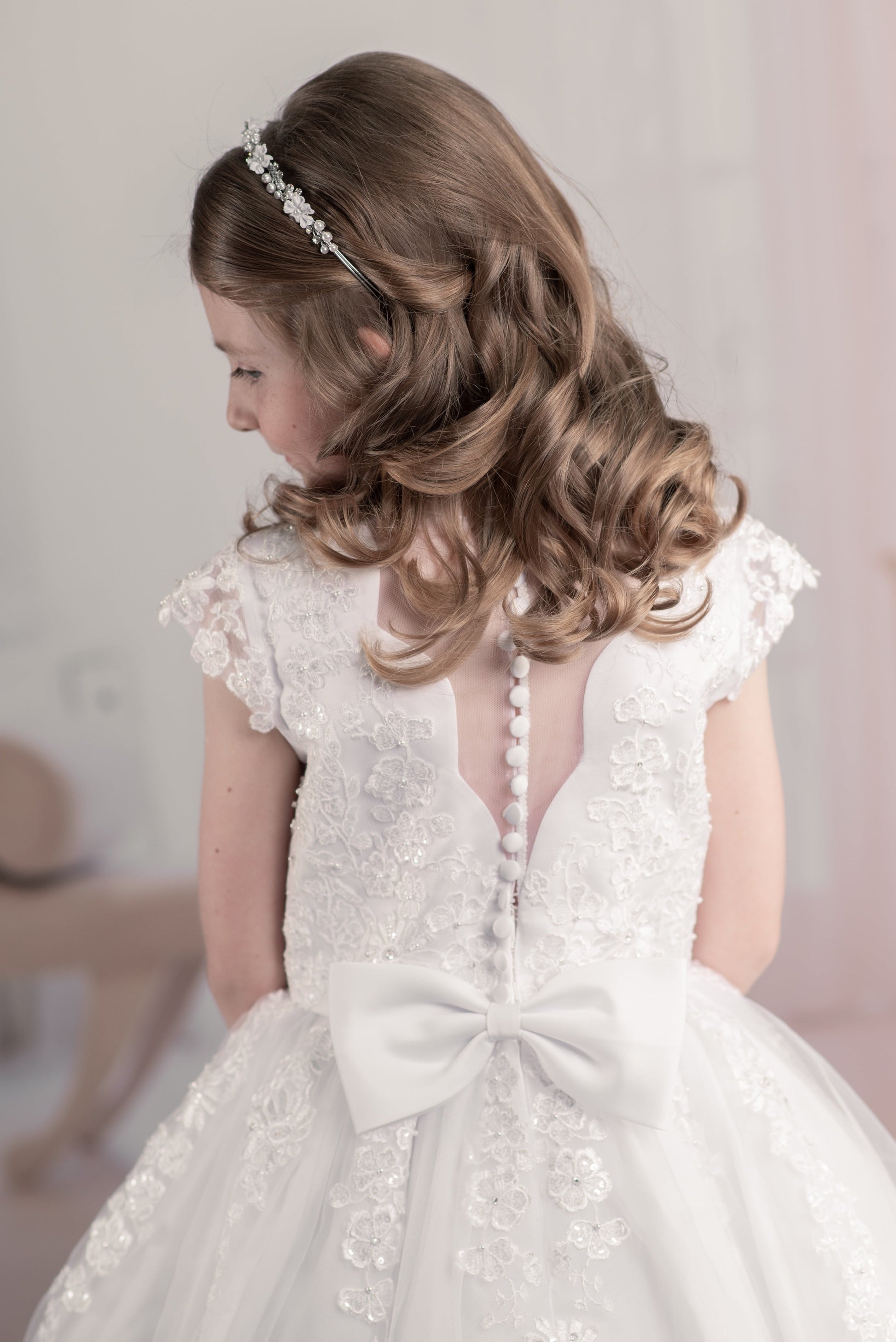 Back Rosa Bella Communion Dress with V back