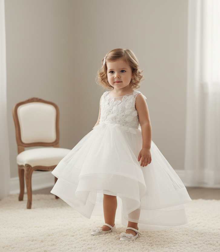 Beautiful Dolce Bambini High Low Christening flower Girl Dress