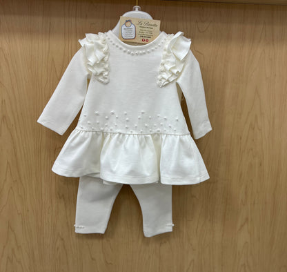 Bimbalo 2pc diamond white pants set made in Italy