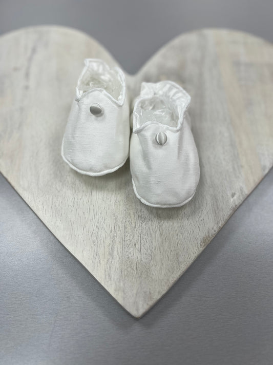 Boys Christening shoes white shantung