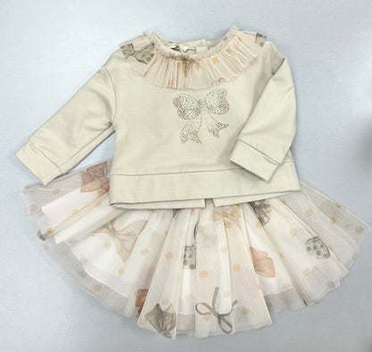 2pc Gold tone skirt set Made In Italy