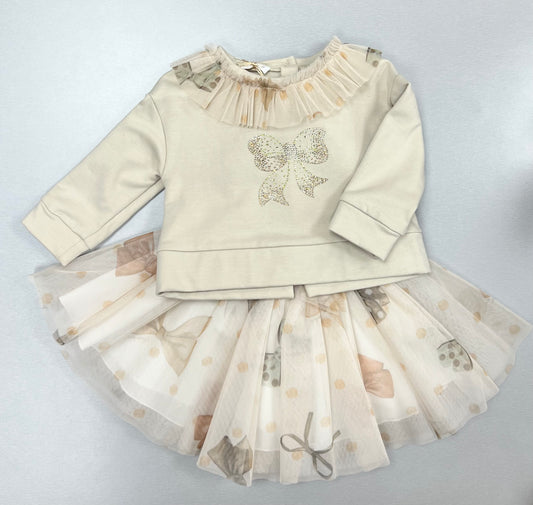 2pc Gold tone skirt set Made In Italy