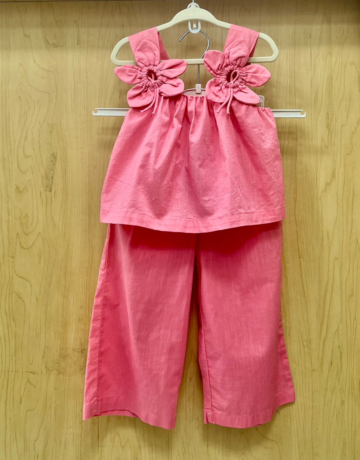 Girls pink cotton Flower pants set
