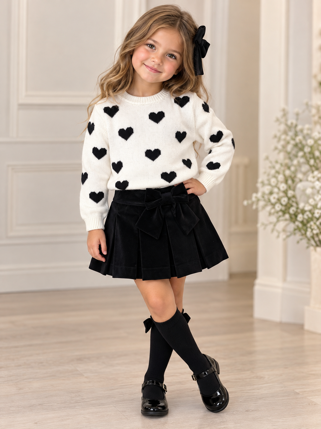 Hearts & Twirls Sweater and Bow Skirt Set