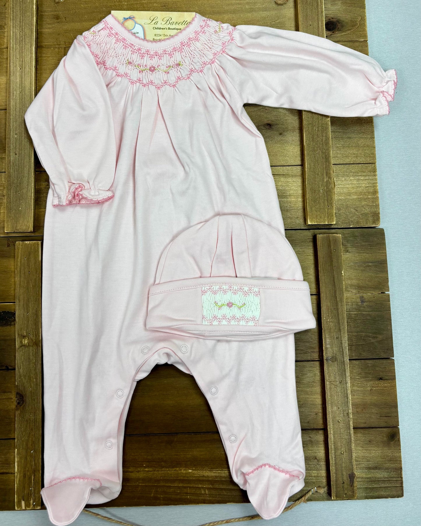 Pink Smocked Layette Set with Blanket